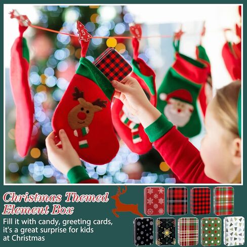 Yungyan 36 Pcs Christmas Gift Card Holder Tin Boxes Rustic Metal Tin Boxes with Lids Small Colorful Christmas Boxes Containers for Christmas Party Favors Xmas Holiday Gifts Stocking Stuffers(Classic) in Kuwait