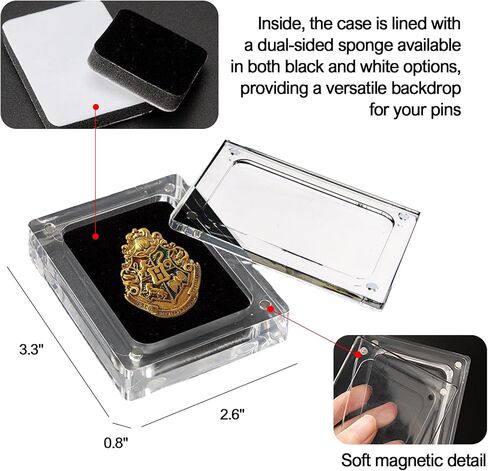 Acrylic Enamel Pin Display Case,Dustproof Collection Box for Wall,Tabletop,Perfect for Displaying Pins, Badges, Jewelry, and Medals,Customizable pin Display in Kuwait