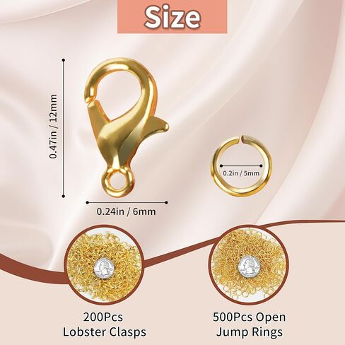 700Pcs Lobster Claw Clasps and Open Jump Rings Set, Necklace Clasps Bracelet Clasps Jewelry Clasps Charm Clasps, Lobster Clasp and Closures for Jewelry Making with Storage Box, Golden & Silver in Kuwait