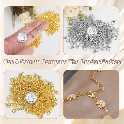 700Pcs Lobster Claw Clasps and Open Jump Rings Set, Necklace Clasps Bracelet Clasps Jewelry Clasps Charm Clasps, Lobster Clasp and Closures for Jewelry Making with Storage Box, Golden & Silver in Saudi Arabia