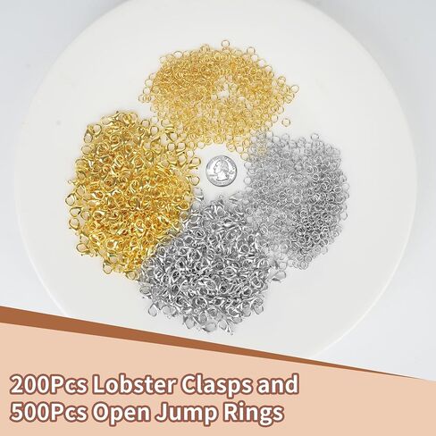 700Pcs Lobster Claw Clasps and Open Jump Rings Set, Necklace Clasps Bracelet Clasps Jewelry Clasps Charm Clasps, Lobster Clasp and Closures for Jewelry Making with Storage Box, Golden & Silver in Saudi Arabia