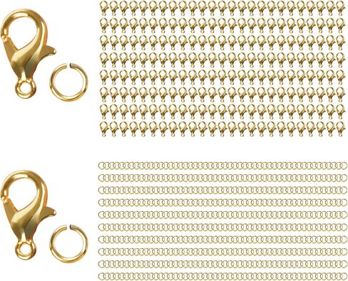 700Pcs Lobster Claw Clasps and Open Jump Rings Set, Necklace Clasps Bracelet Clasps Jewelry Clasps Charm Clasps, Lobster Clasp and Closures for Jewelry Making with Storage Box, Golden & Silver in Kuwait