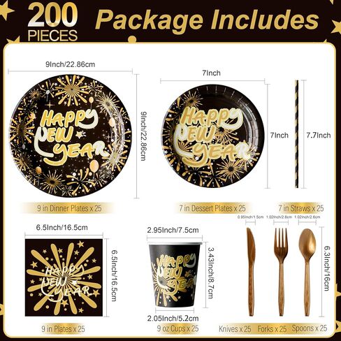 200Pcs Christmas Party Decorations Christmas Disposable Dinnerware Set for 25 guests Merry Christmas Theme Plates and Napkins,Cups,Cutlery,Forks for Christmas Party Supplies in Saudi Arabia