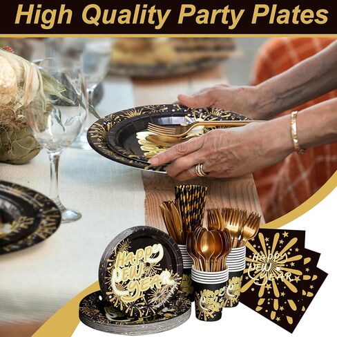 200Pcs Christmas Party Decorations Christmas Disposable Dinnerware Set for 25 guests Merry Christmas Theme Plates and Napkins,Cups,Cutlery,Forks for Christmas Party Supplies in Saudi Arabia