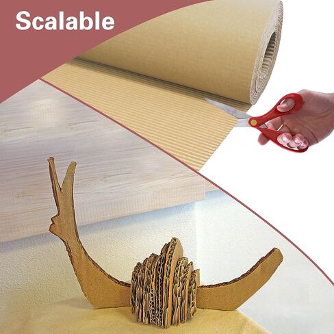 Corrugated Cardboard Roll 12 x 394 Inch Single Face Corrugated Cardboard Roll Shipping Corrugated Roll Heavy Duty Large Paper Corrugated Wrap for Packing Storage Shipping DIY, Brown in Saudi Arabia