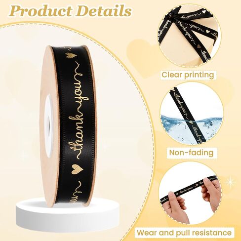 20-Yard White Satin Thank You Ribbon - 3/5" Wide Polyester Ribbon for Gifts, Bouquets & Crafts - Elegant Wrap for Weddings & Favors in Saudi Arabia