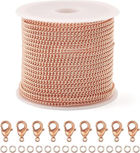 Pandahall 16.4 Feet Brass Heart Link Chains 18K White Gold Plated Heart Chains Soldered Jewelry Chains with 50Pcs Jump Rings Lobster Claw Clasps for Bracelet Necklace Jewelry Making in Saudi Arabia