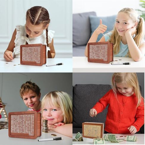 Kakeibo Money Box: Wooden Piggy Bank for Adults, Portable Savings Box with Counter - Money Saving Box (5000), HGFJDG2 in Saudi Arabia