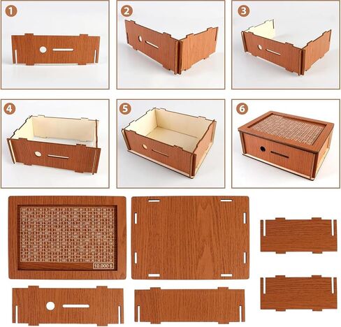 Kakeibo Money Box: Wooden Piggy Bank for Adults, Portable Savings Box with Counter - Money Saving Box (5000), HGFJDG2 in Saudi Arabia