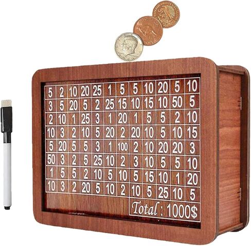 Kakeibo Money Box: Wooden Piggy Bank for Adults, Portable Savings Box with Counter - Money Saving Box (5000), HGFJDG2 in Saudi Arabia