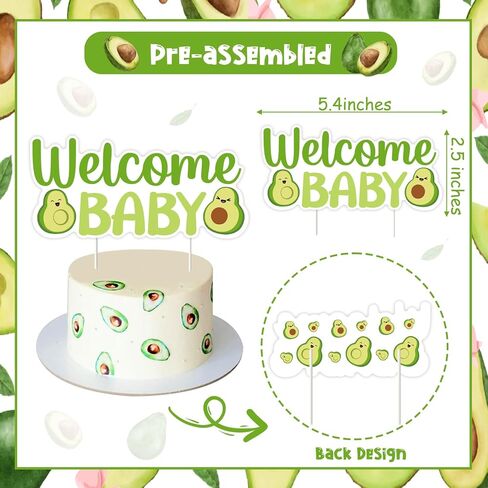 ديكورات استحمام الأطفال من Funmemoir Avocado - 25 قطعة من كعكة الأفوكادو والفواكه وأغطية الكب كيك، زينة حفلات Guacamole المقدسة لعيد ميلاد الطفل الترحيب بديكور الطفل in Kuwait