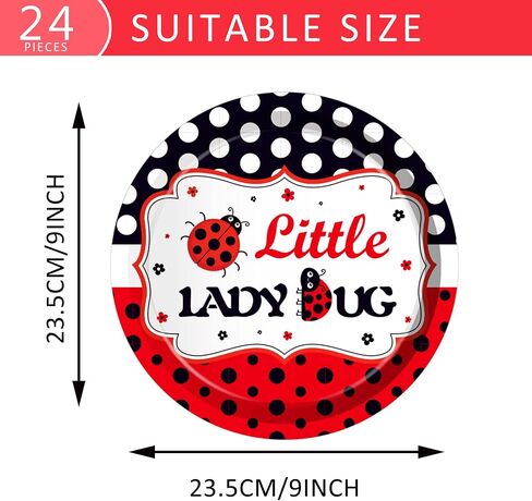 24Pcs 9 Inch Ladybug Paper Plates Ladybug Insect Dinner Paper Plates Sweet Set Ladybug Theme Birthday Party Supplies in Saudi Arabia