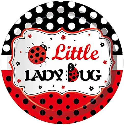 24Pcs 9 Inch Ladybug Paper Plates Ladybug Insect Dinner Paper Plates Sweet Set Ladybug Theme Birthday Party Supplies in Saudi Arabia