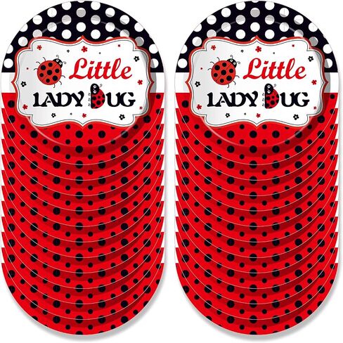 24Pcs 9 Inch Ladybug Paper Plates Ladybug Insect Dinner Paper Plates Sweet Set Ladybug Theme Birthday Party Supplies in Saudi Arabia