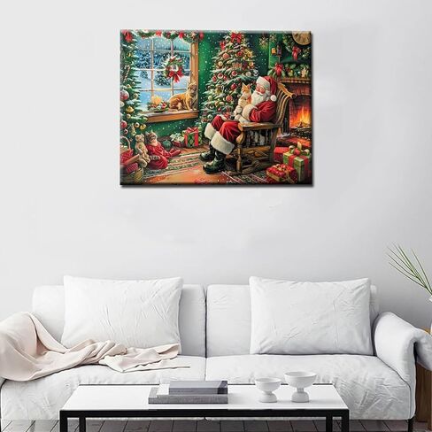 طلاء عشية عيد الميلاد بالأرقام للطلاب المبتدئين من الأولاد والبنات، يرجى رسم ألوان سانتا كلوز الملونة الخيالية، فن جميل للحرف اليدوية، هدايا لمحبي التصميم الفني 16 بوصة × 20 بوصة (بدون إطار) in Kuwait