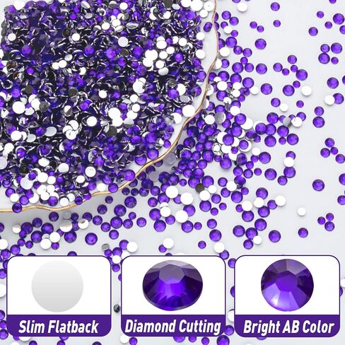 30000Pcs Purple Resin Rhinestones, SS6/2mm Purple Rhinestones Flatback, Purple Rhinestones Bulk, Purple Crystal Rhinestones, Purple Rhinestones for DIY Crafts, Purple Rhinestones for Tumblers in Kuwait
