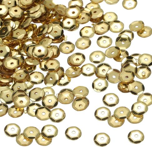 MECCANIXITY Loose Sequins Silver Backed Sequins 2400Pcs Cup Sequins Embroidery Sequins for Jewelry Making Crafts Sewing,Light Gold in Saudi Arabia