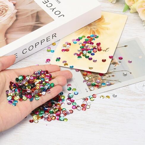 MECCANIXITY Loose Sequins Silver Backed Sequins 2400Pcs Cup Sequins Embroidery Sequins for Jewelry Making Crafts Sewing,Light Gold in Saudi Arabia