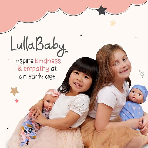 LullaBaby – 14-inch Realistic Baby Twin Dolls – Fair Skin Tones & Brown Eyes – Star & Floral Swaddles – Cute Hat & Headband – Toys For Kids Ages 2 & Up – Twin Baby Dolls & Sleep Sacks Set – Boy & Girl in Saudi Arabia