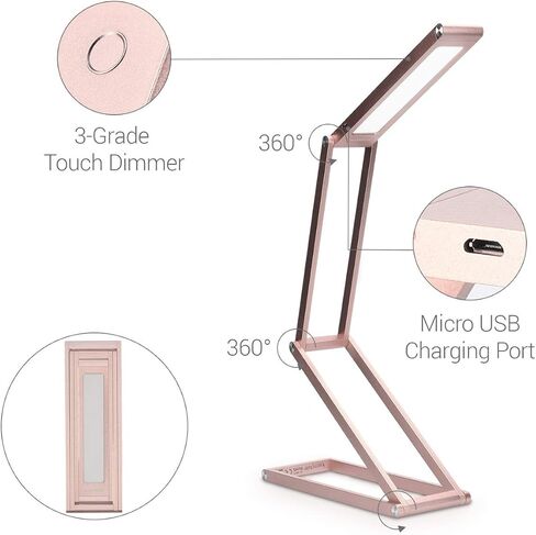 مصباح مكتب LED قابل للطي من kwmobile - مصباح طاولة USB محمول قابل للطي مع 3 إعدادات سطوع - للمنزل والقراءة والدراسة والعمل والسفر - فضي in Saudi Arabia