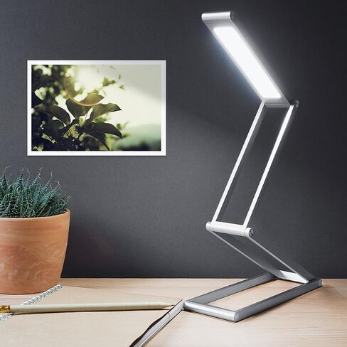 مصباح مكتب LED قابل للطي من kwmobile - مصباح طاولة USB محمول قابل للطي مع 3 إعدادات سطوع - للمنزل والقراءة والدراسة والعمل والسفر - فضي in Saudi Arabia