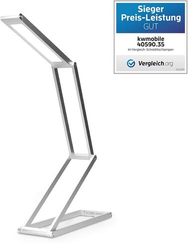 مصباح مكتب LED قابل للطي من kwmobile - مصباح طاولة USB محمول قابل للطي مع 3 إعدادات سطوع - للمنزل والقراءة والدراسة والعمل والسفر - فضي in Saudi Arabia