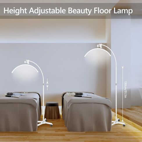 ضوء LED نصف قمر للرموش - ارتفاع وسطوع قابلان للتعديل للجمال والوشم والفنانين وتكنولوجيا الأظافر وضوء خبير التجميل - نصف قمر دوار - مع حامل هاتف (36 وات، أبيض) in Saudi Arabia