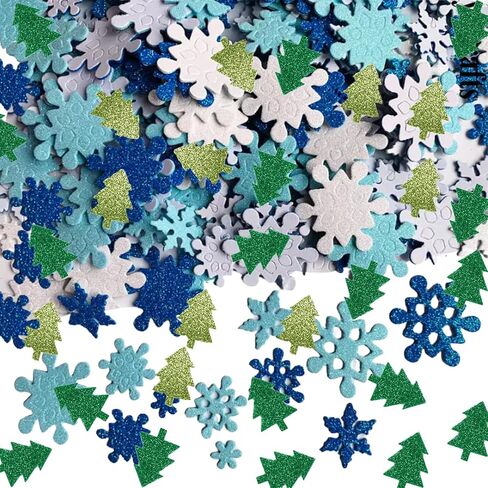 Christmas Glitter Foam Stickers Snowflake Christmas Tree Self Adhesive Stickers, Snowflake and Christmas Tree Foam Decals for Winter Christmas DIY Craft Home Party Decoration 100 pcs in Saudi Arabia