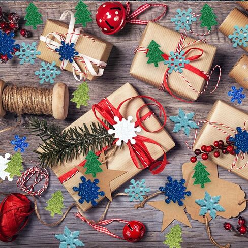 Christmas Glitter Foam Stickers Snowflake Christmas Tree Self Adhesive Stickers, Snowflake and Christmas Tree Foam Decals for Winter Christmas DIY Craft Home Party Decoration 100 pcs in Saudi Arabia