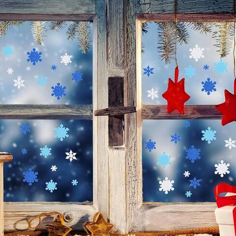 Christmas Glitter Foam Stickers Snowflake Christmas Tree Self Adhesive Stickers, Snowflake and Christmas Tree Foam Decals for Winter Christmas DIY Craft Home Party Decoration 100 pcs in Saudi Arabia