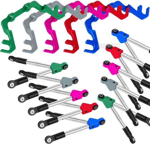 RC Front Tie Rods with Stabilizer Upgrades Part for 1/10 Slash 4X4 LCG,Alloy Aluminium Front Positive and Negative Teeth Pull Rod + Fixed Code Combination-Set,Titanium in Kuwait