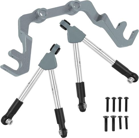 RC Front Tie Rods with Stabilizer Upgrades Part for 1/10 Slash 4X4 LCG,Alloy Aluminium Front Positive and Negative Teeth Pull Rod + Fixed Code Combination-Set,Titanium in Kuwait