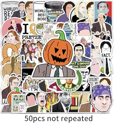 The Office Variety 50ct Vinyl Large Deluxe Stickers Variety Pack - Laptop, Water Bottle, Scrapbooking, Tablet, Skateboard, Indoor/Outdoor - Set of 50 in Saudi Arabia