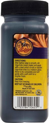 طلاء الحواف الجلدية من Fiebing's (4oz أسود، عبوتان، إجمالي 8oz) - Edge Kote للأحذية والأثاث والمحافظ والأرائك - مرن، مقاوم للماء، طلاء جلدي بلون شبه لامع لحماية الحواف الطبيعية in Kuwait