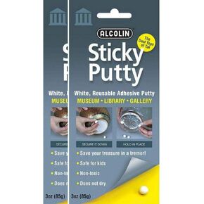 6oz Sticky Putty- Reusable Museum & Gallery Quality Adhesive Putty,- Repositionable, Won;t Dry Out - 2 x 3oz Pack
