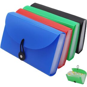 Expanding File Folders 4 Pack, 7.1"4.2" Receipt Organizer Folder Accordion Folder Document with 13 Pocket for Office,Cards,Tickets-Water Resistant