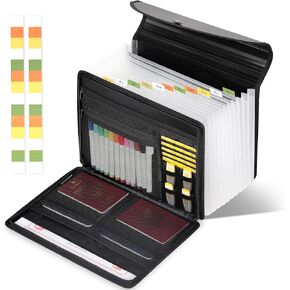 Accordion File Organizer,12 Pockets Expanding File Folder with Multi Pockets,Office Home Portable Monthly Bill Organizer for A4 or Letter Size Documents, Paper,Receipts and Tax
