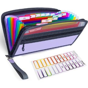 منظم قسيمة الإيصالات من Nicecho، منظم ملفات الأكورديون الصغير 13 جيبًا مع ملصقات قوس قزح، مجلد ملفات صغير لمستندات الأعمال الخاصة بالبطاقات، إغلاق بسحاب، 11 * 6.8 بوصة (أسود)... in Kuwait