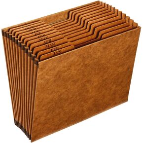 Globe-Weis PFXR217MHD /Pendaflex Heavy-Duty Expanding File, Open Top, 12 Pockets, Monthly Index, Letter Size, Brown (R217MHD)
