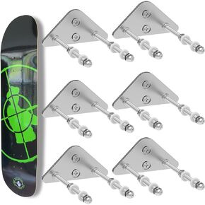6 Pack Skateboard Wall Mount, Aluminum Skateboard Wall Hanger, Skateboard Floating Deck Display Racks Stand, Skateboard Storage Hanger, for Skateboard Deck Display and Storage