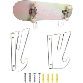 WANLIAN Skateboard Wall Mount Display Rack, Horizontal Skateboard Rack Holder with Hangers for Snowboard, Skateboard and Longboard Storage, Space Saving Design (Black)
