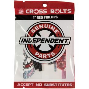 Independent Skateboard Hardware 1" Phillips Black/Red 8 Nuts and Mounting Bolts