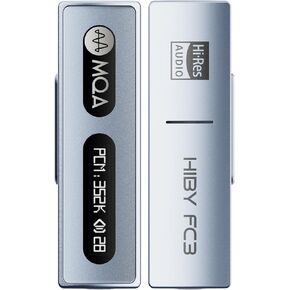 HiBy FC3 USB DAC with Display Hi-Res Audio 112mW Output Power Support PCM DSD MQA dongle for iPhone/MAC/Android/Windows(Black)