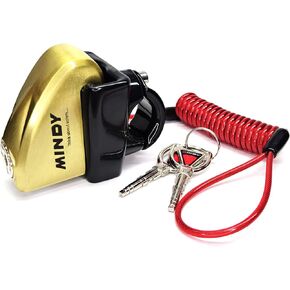 Disc Brake Lock with Rubber Coated Holder, Motorcycle Disc Lock Anti Theft, Heavy Duty Bike Motorcycle Disc Lock Set with Reminder Cable, Candado para Moto, Uncuttable Waterproof, Widely Compatible