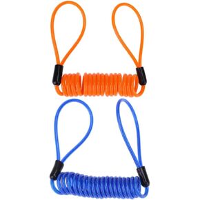 Reminder Cable,YOFUNTLE [2 Pack]Disc Lock Cable,Security Steel Wire Spring Reminder Rope for Scooter Motorcycle Motorbike Vehicle Baggage Helmet Lock,Antitheft Protection on Handlebar(Orange+Blue)