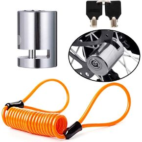 BUENNUS Portable Motorcycle Disc Lock,Anti Theft Disk Brake Lock with Reminder Cable for Motorcycle Bicycle Wheel Compatible for Harley Triumph Tiger Ducati Honda Yamaha BMW Suzuki