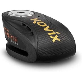 KOVIX KNX10 Alarm Disc Brake Lock for Motorcycle 10mm Pin 3 Keys Heavy Duty Anti Theft Fluorescent Orange (Black)