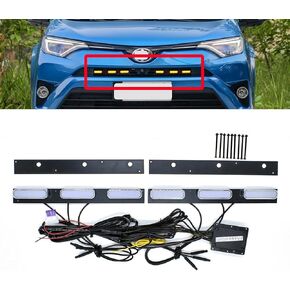 Compatible with Toyota RAV4 2016 2017 2018 Car LED DRL Daytime Running Lights Turn Signal Yellow Indicator Daylights Replace Fog Lamp Covers Accessories