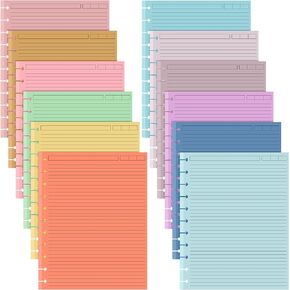 PerKoop 12 Pack 480 Sheets Colored Discbound Refill Paper 8.5 x 11 Inch College Ruled 11 Disc Letter Size Lined Paper Multicolored Notebooks for Refill Journaling(Soft Color)
