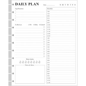 Undated Daily Planner Refill - A4 Day Planner Insect To Do List, 100 Sheets/200 Pages Planner and Lined Refill, 11 Disc Hole Punched, 100 gsm White Paper, 8.5'' x 11''